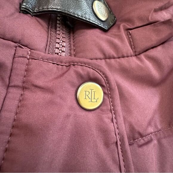 Lauren Ralph Lauren Parka Coat Size Large Burgundy Mid Length *missing hood - Picture 7 of 16